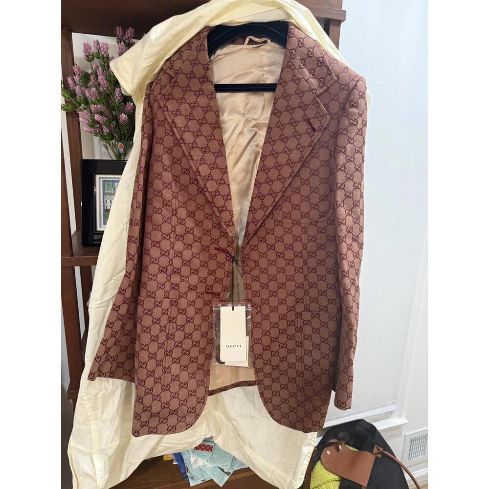 GUCCI GG unisex brown canvas monogram blazer NWT sz 44